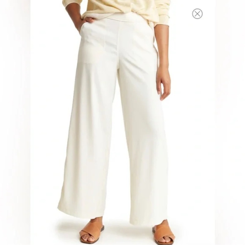 Max Studio Pants / Ponte Crop Wide Leg / Ivory